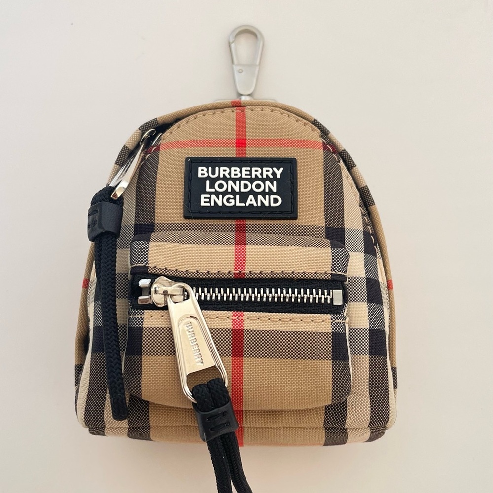 Burberry Beige and Black Checkered Backpack